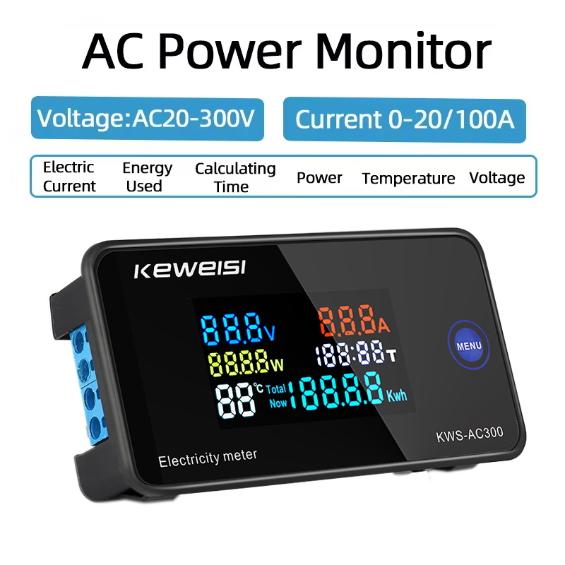 Renewable Energy Demonstration Kit - KWS-AC300 AC 50-300V voltímetro amperímetro 20A/100A